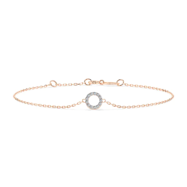 Goldarmband als Ankerkette mit 0,07 Karat Diamanten, Rotgold 585 / 14 Karat, 21 cm lang, Gewicht ca. 0,8 g.