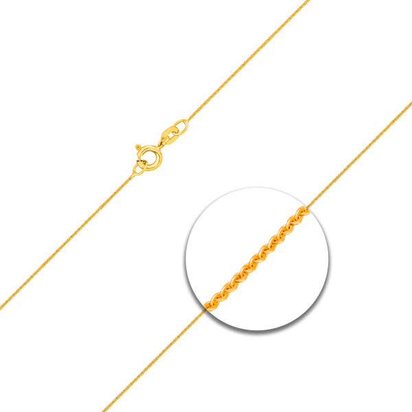 Goldkette als Ankerkette flach in Gelbgold 375 / 9K, 42 cm lang, 0,8 mm breit, Gewicht ca. 0.8 g.