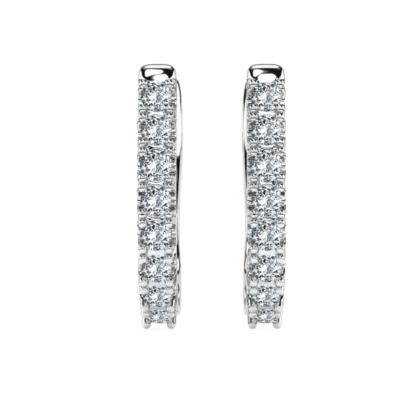 0,32 Karat Diamant Creolen, Weißgold 585 / 14 Karat, Gewicht ca. 1.7 g.
