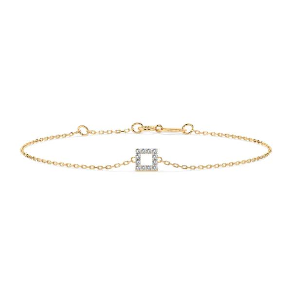 Goldarmband als Ankerkette mit 0,06 Karat Diamanten, Gelbgold 585 / 14 Karat, 20 cm lang, Gewicht ca. 0,8 g.