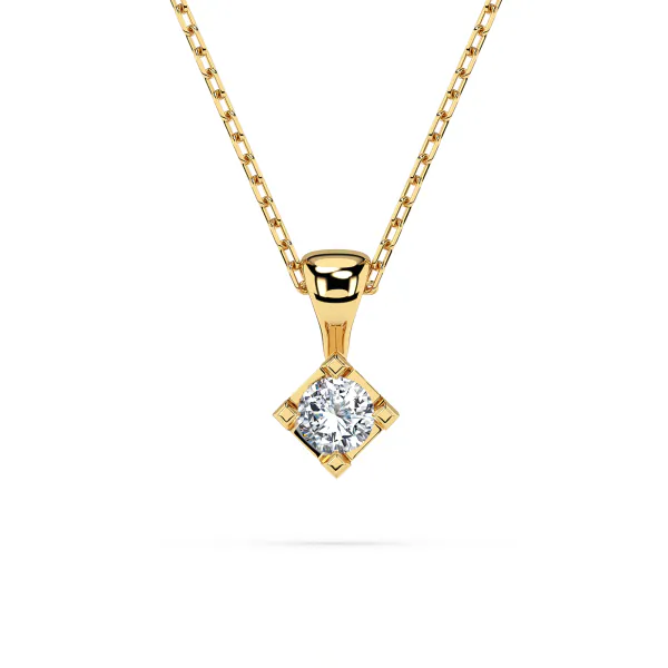 0,08 Karat Diamant Anhänger 4 Krappe Gelbgold 585 (14K) mit Goldkette für Damen