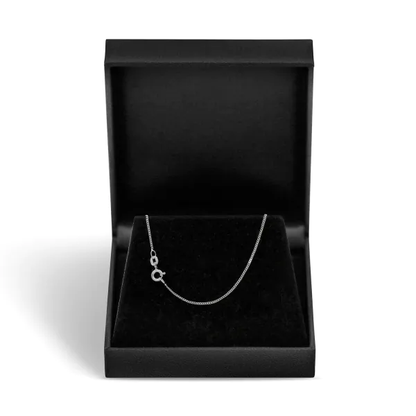 Goldkette als Panzerkette flach Weißgold 750 / 18K, 50 cm lang, 1,1 mm breit, Gewicht ca. 2.7 g.