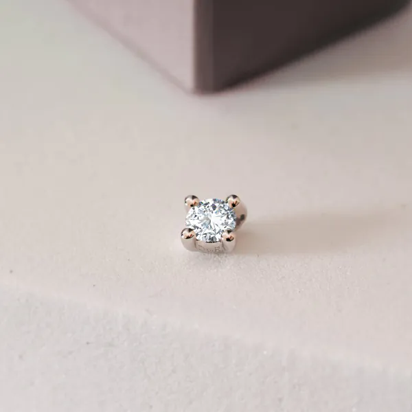 0,2 Karat Diamant Anhänger 4-er Krappe, Weißgold 585 / 14K, Höhe 6.4 mm, Breite 4.7 mm, Gewicht ca. 0.18 g