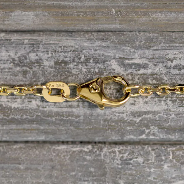Goldkette als Ankerkette diamantiert in Gelbgold 585 / 14K, 80 cm lang, 1,7 mm breit, Gewicht ca. 8.2 g.