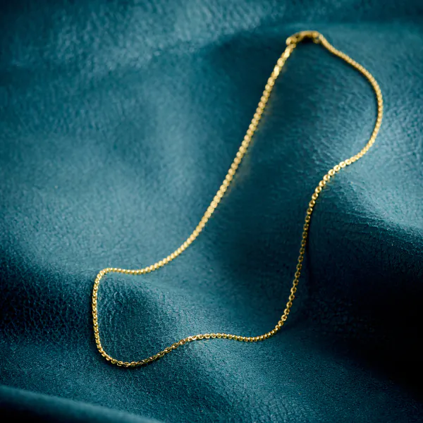 Goldkette als Ankerkette diamantiert in Gelbgold 585 / 14K, 80 cm lang, 1,7 mm breit, Gewicht ca. 8.2 g.