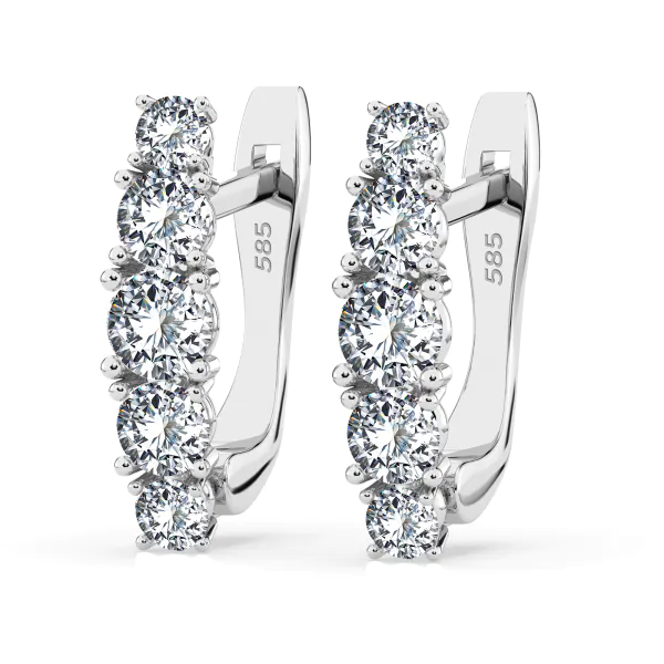0,85 Karat Diamant Creolen, Weißgold 585 / 14 Karat, Gewicht ca. 2.1 g.