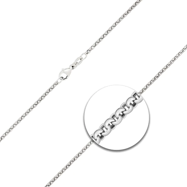 Goldkette als Erbskette in Weißgold 750 / 18K, 36 cm lang, 2 mm breit, Gewicht ca. 5.4 g.
