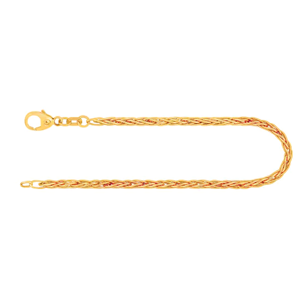 Armband als Zopfkette hohl in Gelbgold 585 / 14K, 20 cm lang, 2.1 mm breit, Gewicht ca. 3 g.