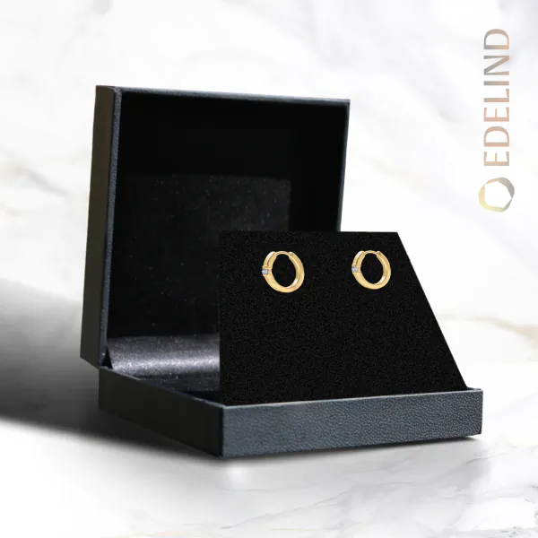 0,06 Karat Diamant Creolen, Rotgold 750 / 18K, Außendurchmesser 13 mm, Breite 2.2 mm, Gewicht ca. 2.37 g