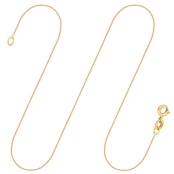 Goldkette als Ankerkette rund in Gelbgold 585 / 14K, 55 cm lang, 0,8 mm breit, Gewicht ca. 1.2 g.