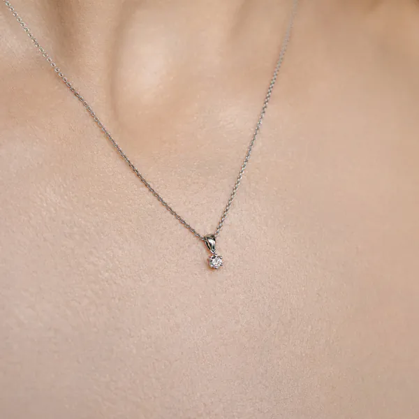 Diamantanhänger in 0,10 Karat, Weißgold 585 / 14 Karat, mit einer 585ger Goldkette in 42 cm