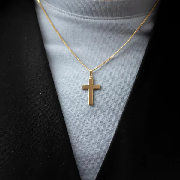 Anhänger Kreuz glanz , Gelbgold 333 / 8K, Höhe 24 mm, Gewicht ca. 0,85 g