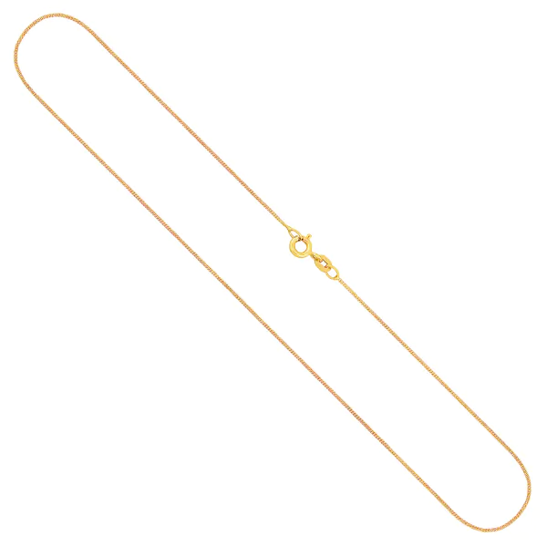 Goldkette als Panzerkette flach in Gelbgold 750 / 18K, 42 cm lang, 0,8 mm breit, Gewicht ca. 1.4 g.