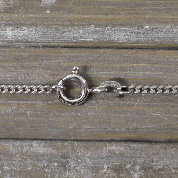 Goldkette als Panzerkette flach Weißgold 585 / 14K, 42 cm lang, 1,7 mm breit, Gewicht ca. 4.7 g.