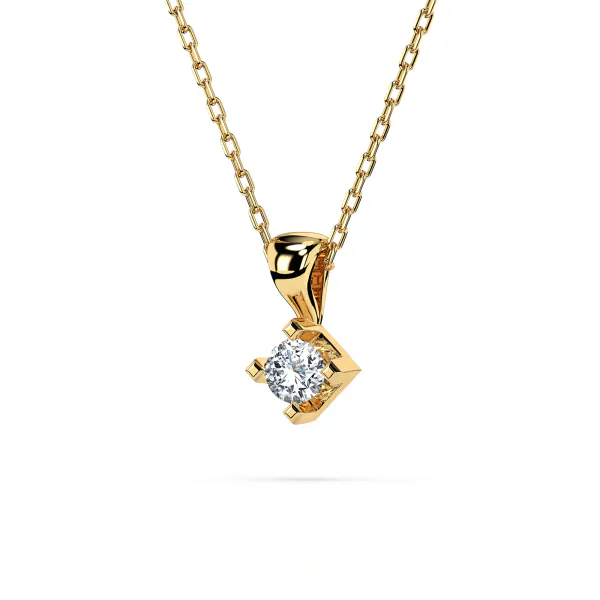 0,08 Karat Diamant Anhänger 4 Krappe Gelbgold 585 (14K) mit Goldkette für Damen