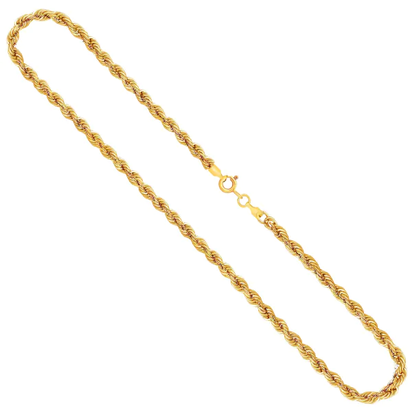 Goldkette als Kordelkette hohl Leichtversion in Gelbgold 333 / 8K, 50 cm lang, 3,3 mm breit, Gewicht ca. 5.4 g.