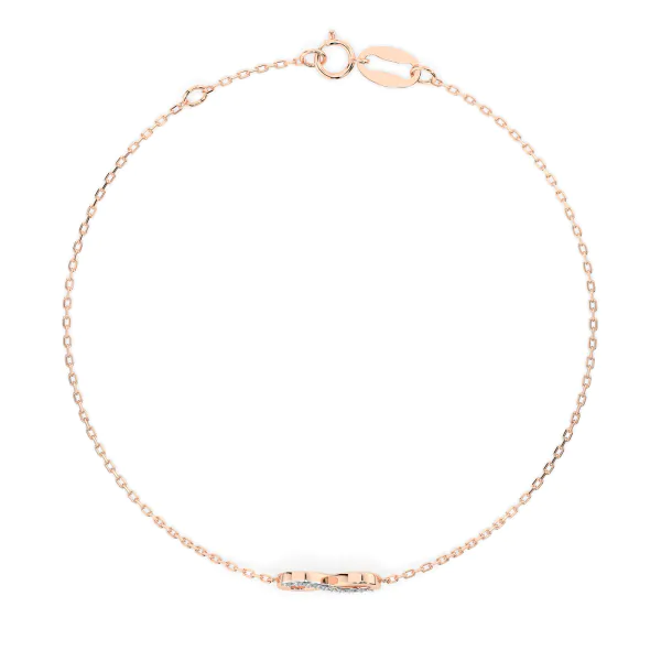 Goldarmband als Ankerkette mit 0,05 Karat Diamanten, Rotgold 585 / 14 Karat