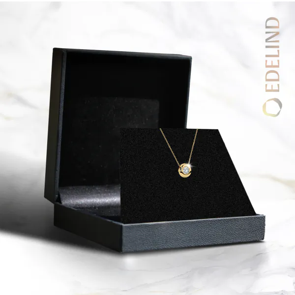 0,15 Karat Diamant Anhänger Gelbgold 585 (14K) mit Goldkette für Damen