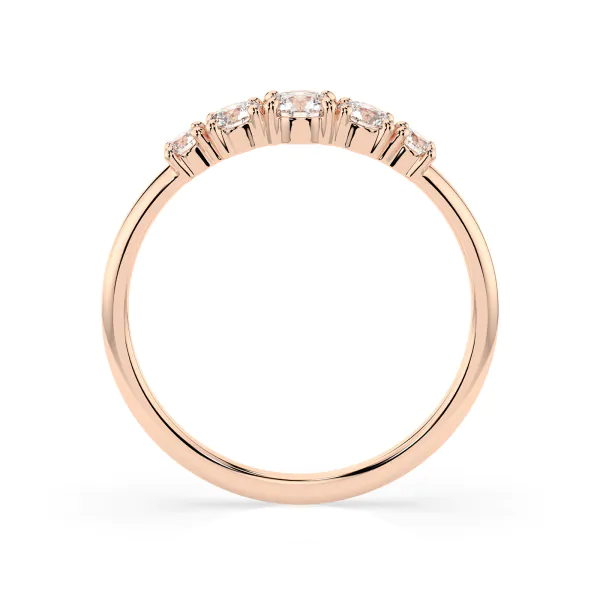 0,42 Karat Diamant Verlobungsring mit 5 Diamanten, Rotgold 585 / 14K