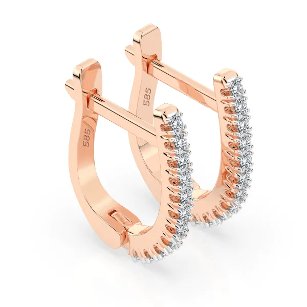 0,18 Karat Diamant Creolen, Rotgold 585 / 14 Karat, Gewicht ca. 1.5 g.