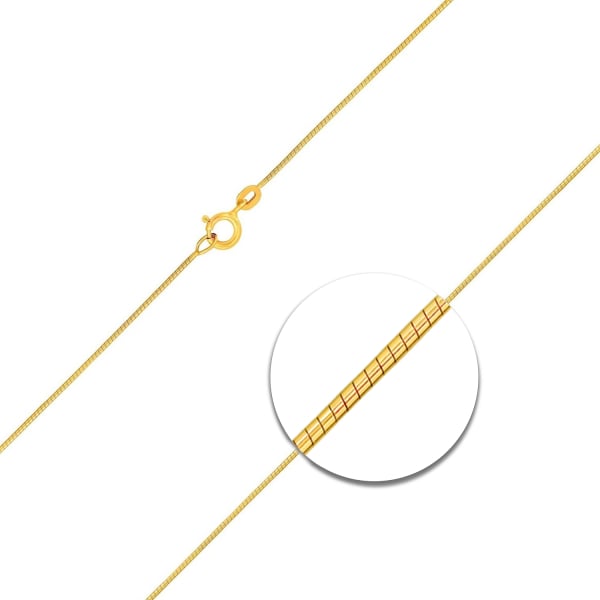 Goldkette als Schlangenkette diamantiert in Gelbgold 585 / 14K, 34 cm lang, 0,8 mm breit, Gewicht ca. 2.2 g.