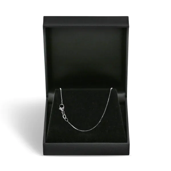 Goldkette als Venezianerkette in Weißgold 375 / 9K, 80 cm lang, 0,7 mm breit, Gewicht ca. 3 g.