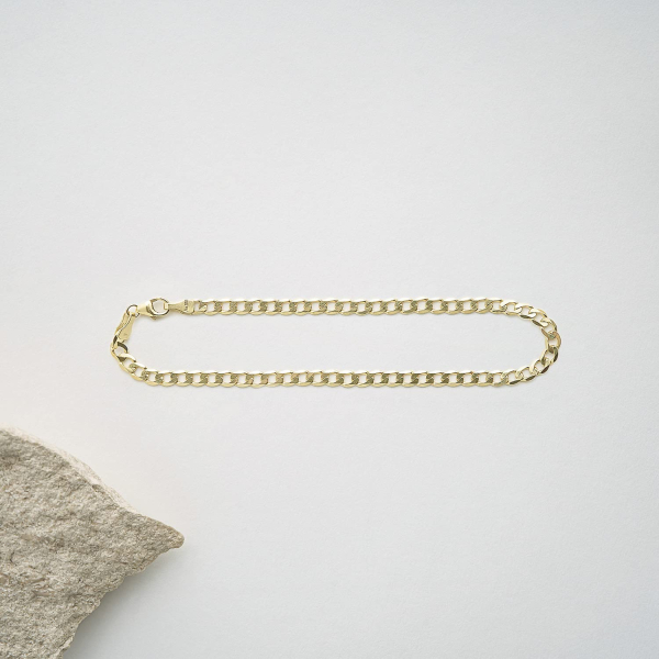 Armband als Panzerkette weit in Gelbgold 585 / 14 Karat, 18.7 cm lang, 3.9 mm breit, Gewicht ca. 4.1 g.