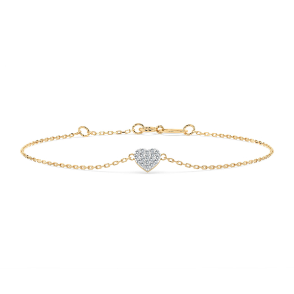 Goldarmband als Ankerkette mit 0,09 Karat Diamanten, Gelbgold 585 / 14 Karat, 19,5 cm lang, Gewicht ca. 0,9 g.