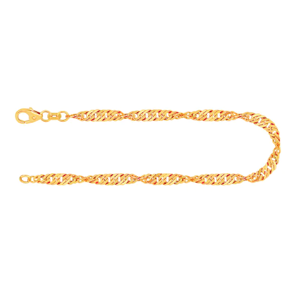 Armband als Singapurkette in Gelbgold 333 / 8 K, 20 cm lang, 3,4mm breit, Gewicht ca. 3.8 g.