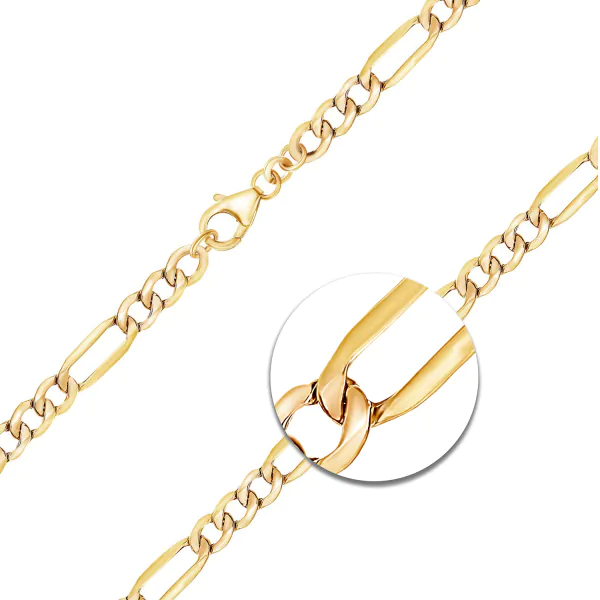Goldkette als Figarokette hohl in Gelbgold 333 / 8K, 45 cm lang, 4 mm breit, Gewicht ca. 6 g.