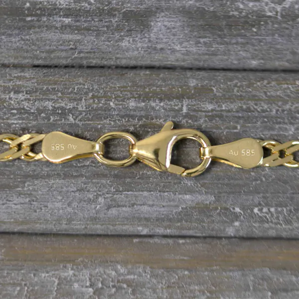 Goldkette als Zwillingspanzerkette in Gelbgold 585 / 14K, 55 cm lang, 2,9 mm Breit, Gewicht ca. 5.9 g.