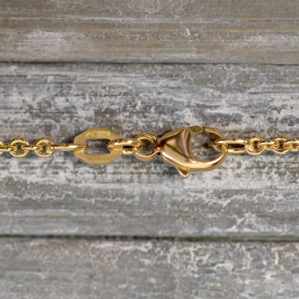 Goldkette als Ankerkette rund in Gelbgold 750 / 18K, 70 cm lang, 2 mm breit, Gewicht ca. 9.8 g.