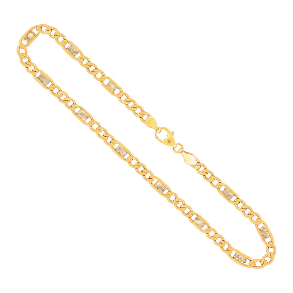 Goldkette als Fantasiekette Bicolor in Gelbgold / Weißgold 333 / 8K, 45 cm lang, 5,2 mm breit, Gewicht ca. 8.5 g.