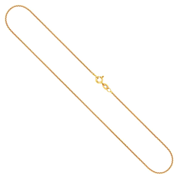 Goldkette als Venezianerkette rund geschlagen in Gelbgold 750 / 18K, 50 cm lang, 1,2 mm breit, Gewicht ca. 4.9 g.