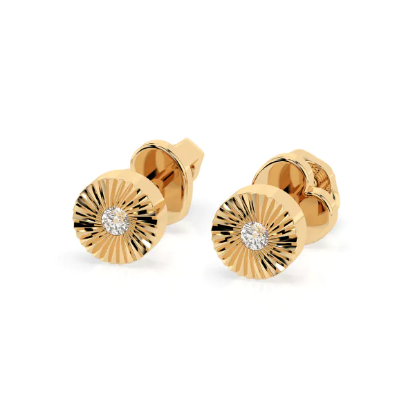 0,04 Karat Diamant Ohrstecker mit 2 echten Diamanten, Gelbgold 585 / 14K