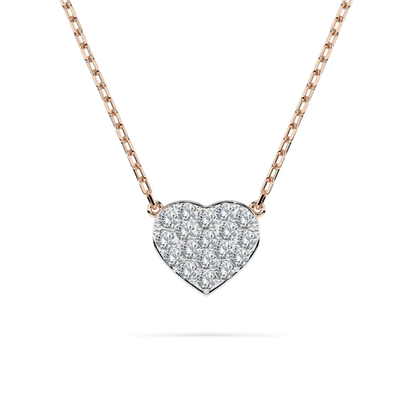0,09 Karat Diamant Anhänger Herz Rotgold 585 (14K) mit Goldkette für Damen