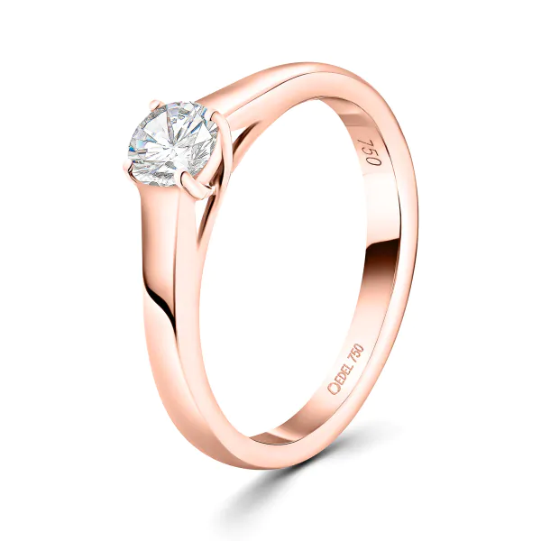 0,10 Karat Diamant Verlobungsring, Rotgold 750 / 18K, Breite 2 mm, Weite 52 mm, Gewicht ca. 1.97 g.