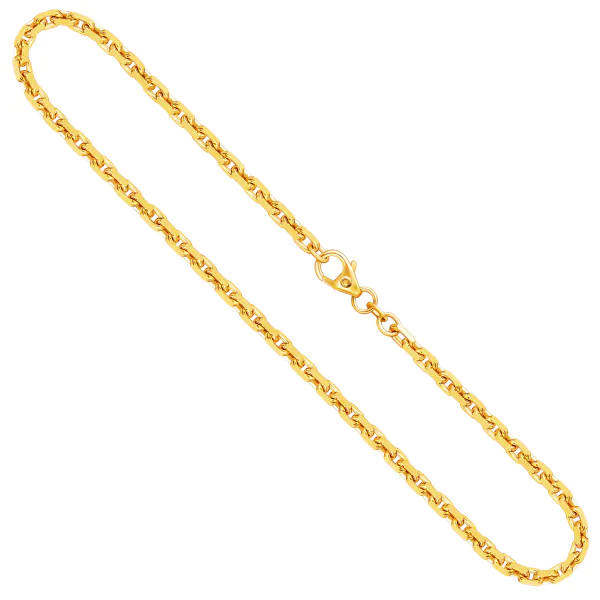 Goldkette als Ankerkette diamantiert in Gelbgold 375 / 9K, 50 cm lang, 3 mm breit, Gewicht ca. 20 g.