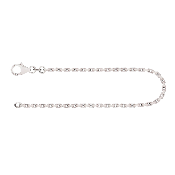 Armband als Ankerkette diamantiert in Weißgold 585 / 14K, 21 cm lang, 2 mm breit, Gewicht ca. 5.5 g..