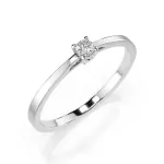 0,10 Karat Diamant Verlobungsring mit 1 Diamanten, Weißgold 585 / 14K, Weite 54 mm, Gewicht ca. 1.2 g.