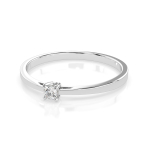 0,10 Karat Diamant Verlobungsring mit 1 Diamanten, Weißgold 585 / 14K, Weite 56 mm, Gewicht ca. 1.2 g.