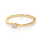 0,10 Karat Diamant Verlobungsring mit 1 Diamanten, Gelbgold 585 / 14K, Weite 61 mm, Gewicht ca. 1.2 g.