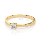 0,20 Karat Diamant Verlobungsring mit 1 Diamanten, Gelbgold 585 / 14K, Weite 56 mm, Gewicht ca. 1.5 g.