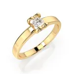 0,15 Karat Diamant Verlobungsring mit 1 Diamanten, Gelbgold 585 / 14K, Weite 47 mm, Gewicht ca. 2.0 g.