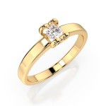0,15 Karat Diamant Verlobungsring mit 1 Diamanten, Gelbgold 585 / 14K, Weite 58 mm, Gewicht ca. 2.0 g.