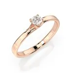 0,1 Karat Diamant Verlobungsring, Rotgold 585 / 14K, Weite 49 mm, Gewicht ca. 1.3 g.