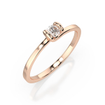 0,10 Karat Diamant Verlobungsring mit 1 Diamanten, Rotgold 585 / 14K, Weite 58 mm, Gewicht ca. 1.3 g.