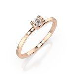 0,10 Karat Diamant Verlobungsring mit 1 Diamanten, Rotgold 585 / 14K, Weite 53 mm, Gewicht ca. 1.3 g.