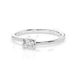 0,15 Karat Diamant Verlobungsring mit 1 Diamanten, Weißgold 585 / 14K, Weite 48 mm, Gewicht ca. 1.4 g.