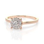 0,15 Karat Diamant Verlobungsring mit 11 Diamanten, Rotgold 585 / 14K, Weite 63 mm, Gewicht ca. 1.7 g.